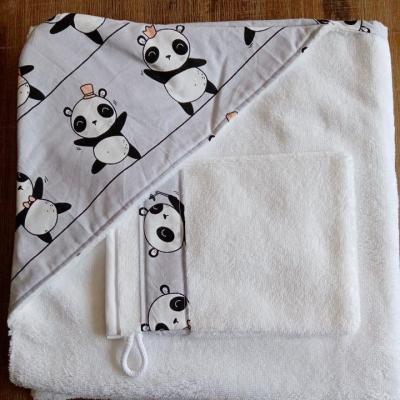 Cape de Bain et Gant motifs pandas